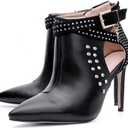 Ankle Boots for Women,Bare Legged Pointed Women's Boots, Rhinestone Booties Black Sexy Stiletto With High Heel (Black) 7.5