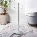 Gatco 1435C Freestanding Toilet Paper Holder, 23.68 H, Chrome | Toilet Tissue Roll Holder Stand With Weighted and Padded Base For Bathroom