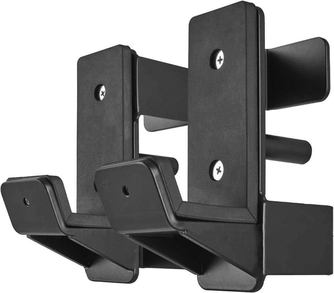J Hooks for 2" x 2" Power Rack, Rubber Pad J-Hook for Power Cage, Bottom Reinforced Steel J Cups for Squat Rack, Heavy Duty Barbell Holder, Black