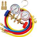 R410A Manifold Gauge Set, 3 Way AC Diagnostic Manifold Gauge Set for R410a R22 R134a R404a Refrigerant,Automotive AC Manifold R410a Adapters,with 3ft Hoses