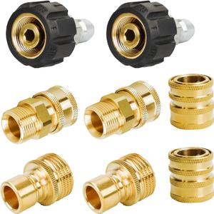 Hourleey Pressure Washer Adapter Set, Quick Disconnect Kit, M22 Metric Male Thread Quick Connector, M22 Swivel to 3/8'' Quick Connect, 3/4" to Quick Release, 8 Pack