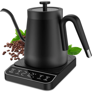 Electric Gooseneck Kettle, ±1℉ Temperature Control One Click 197℉ Pour Over Kettle for Coffee & Brew Tea, Hot Water Boiler, Stainless Steel Inner Fast Heating & Keep Warm 12 Hours, 1200w, 0.8L