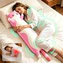 shangman Lovely Plush Cat Doll Cute Cartoon Soft Stuffed Kitten Pillow Long Throw Sleeping Pillow Doll Toy Gift for Kids Girlfriend Multiple Size (Pink,130cm/51.1in)