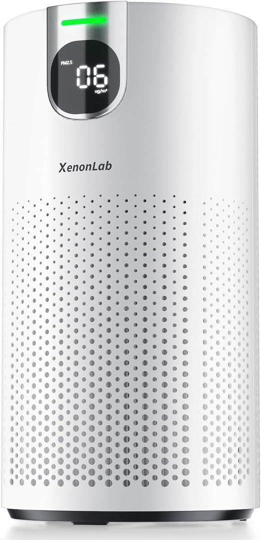 Air Purifiers for Home Large Room Covers up to 1800Ft, VisionAir 20dB Sleep Mode for Bedroom, with Real-Time AQI & PM2.5 Display, 360Intake&Outlet Air Cleaner Pet-Friendly HEPA, HAP606, Light White
