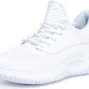 Akk Walking Shoes for Men Sneakers - Slip on Memory Foam Running Tennis Shoes for Athletic Workout Gym Jogging Indoor Outdoor Lightweight Breathable Casual Sneakers (12, White)