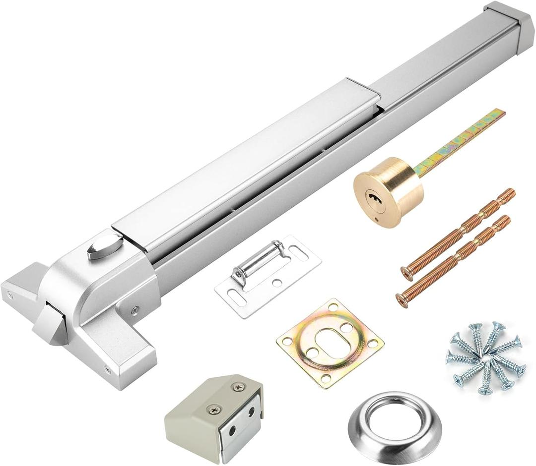 25.5" Commercial Panic Exit Device - Stainless Steel Push Bar Door Lock for Single/Double Doors, Anti-Corrosion Emergency Exit Hardware (Surface Mount)