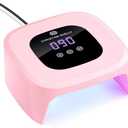 CHRISTINE SHELLY UV Nail Lamp Fast Curing for Gel Nails, 48W Plug-in Nail Dryer Sparkly UV Gel Nail Light Home Use DIY Auto Sensor 3 Timer Settings LCD Touch Screen Pink