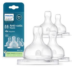 Philips Avent Anti-Colic Nipples - Flow 4-Pack, SCY763/44 Philips Avent Anti-Colic Nipples - Flow 4-Pack, SCY763/44