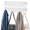 AnDock 2 Pack Purse Organizer Wall Mount with 24 Rotating 180° Coat Rack, 14.6" Wooden Entryway Purse Holder, Wall Hooks for Hanging Belts, Ties, Keys, Scarf, Bras, Bag, Space Saving Hanger (White)