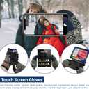 Womens Winter Beanie Hat Long Scarf and Touchscreen Gloves 3Pieces Fleece Lined Skull Caps with Pompom Neck Scarves Set (Navy Blue)