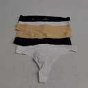 KUKU PANDA No Show Thongs for Women Ladies Comfortable Maternity Panties Seamless Underwear Set Athletic Workout Variety Pack (Medium, Black/White/Nude, Pack of 6)