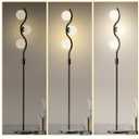 Lightdot 60IN Dimmable Black Floor Lamp Mid Century Standing Lamps with 3Pcs Warm White Bulbs Included Brightness Adjustable Modern Tall Lamp with 5Lbs Heavy Base for Bedroom/Sofa Beside/Corner Decor