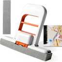 Juome Mini Foldable Desktop Mop - Portable Self-Squeeze Sponge Cleaning Tool, Wet and Dry Use Cleaning System, Mini Mop for Kitchen Counter, Bathroom, Glass (2 Sponge Head + 1 Squeeze Handle)