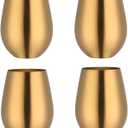 Stemless 17 OZ Tumbler Wine Glasses Set of 4, 304 Stainless Steel Cups for Home Restaurants Bars Outdoor, Gift Essentials and Dishwasher safe(Gold)