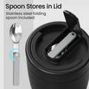 HOMEKOL Thermo for Hot Food Soup: 40.5 oz Insulated Lunch Container for Adults, Stainless Steel Thermal Jar with 12oz Inner Jar, Wide Mouth Leakproof Easy-Open Lid with Foldable Spoon & Handle, Black