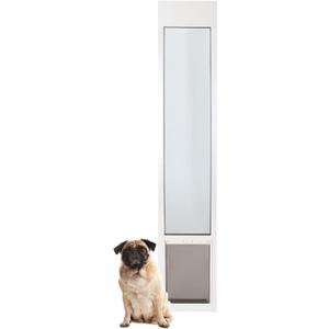 PetSafe 1-Piece Sliding Glass Pet Door for Dogs & Cats - Adjustable Height 91 7/16" to 96" - Medium, White, No-Cut DIY Install, Aluminum Patio Panel Insert, Great for Renters or Seasonal Installation