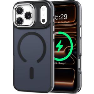 ACANDYA for iPhone 17 Pro Case Magnetic Compatible with Magsafe Supports Wireless Charging Slim Translucent Matte Women Men Shockproof Protective Phone Cover for iPhone 17 Pro 6.3 inch Black