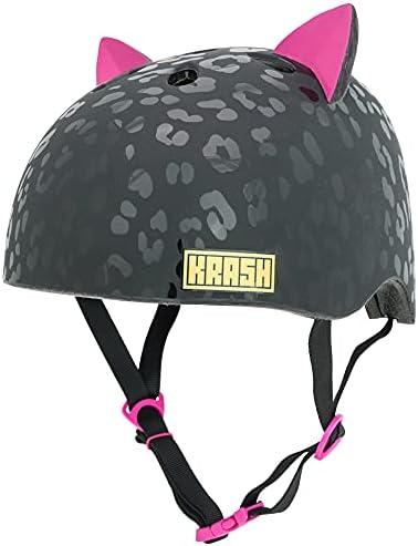 Krash! Leopard Kitty Black 8+ Helmet, Youth Girls