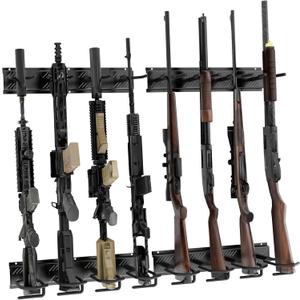 Heavy Duty Steel Gun Rack - Wall Mount, Adjustable 4/8/12 Slot Indoor Gun Racks, Securely Display Shotgun & Rifle