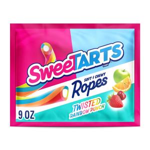 SweeTARTS Ropes, Candy, Twisted Rainbow Punch, Soft and Chewy, 9 oz (EXP 10/05/26)