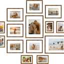 Giftgarden 14 Pack Brown Picture Frames Set, 2pcs 11x14 Matted for 8x10, 6pcs 8x10 Matted for 5x7, 6pcs 5x7 Matted for 4x6, Gallery Frame Collage for Wall or Tabletop Display