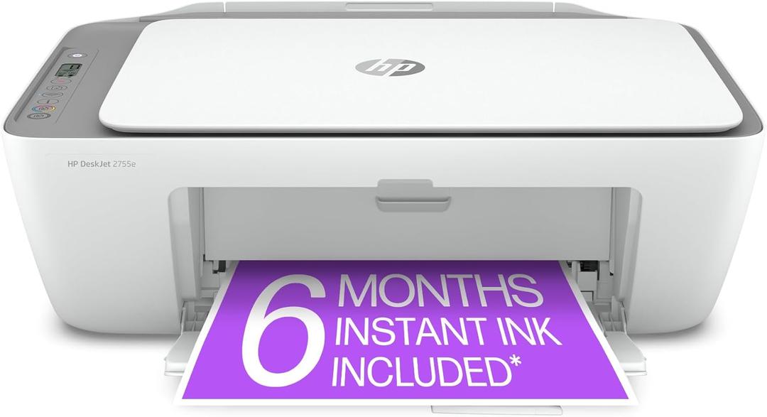 HP DeskJet 2755e Wireless Color Inkjet-Printer, Print, scan, Copy, Easy Setup, Mobile Printing, Best-for Home, 6 Month Instant Ink Trial Included, White
