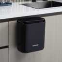Compost Bin Hanging Trash Can with Lid Under Sink for Kitchen, Food Waste Bin for Countertop with Lid, Mountable Garbage Can for Bathroom, RV, 8L/2.6Gal (Black)