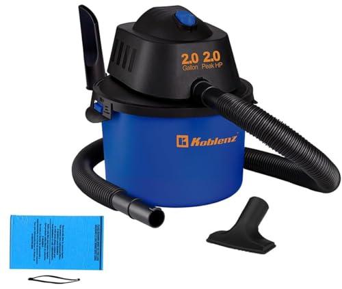  Koblenz WD-2L Portable Wet Dry Vacuum, 2-Gallon 2 PHP Suction Plus Blower Vacuum Cleaner for Liquids, Dust, Pet Hairs, 10' Reach, Ideal for Home, Car, Garage, Shop, Accessories Included, Blue/Black: Tools & Home Improvement