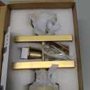 Satin Brass Door Knobs Interior, Modern Round Passage Brushed Gold Brass Door Knobs Door Handles Contemporary for Hall and Closet Rectangle, Passage, Brushed Brass