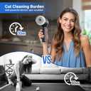 PUFTEM Electric Spin Scrubber, Cordless Shower Scrubber with Battery Level Display, 2 Speeds Electric Scrubber for Cleaning with 6 Replaceable Heads, Cleaning Brush for Bathroom/Sink/Window (Gray)