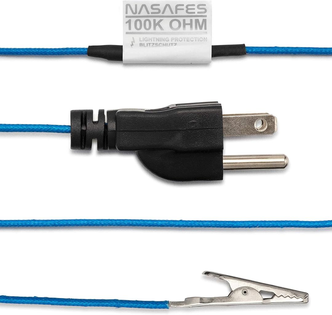 Grounding Cord, Ground Cable, Grounding Wire, Ground Wire, Grounding Strap, Ground Strap, Grounding Cable, Anti Static, Grounding Plug  3-Prong Ground Plug with Alligator Clip  16.4 Ft