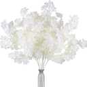 Pusuny Artificial Faux Cherry Blossom Branches Decor, 35 Inch for Tall Floor Vase Used as Wedding Home Decoration, Fake White Flowers for Dinner Table Centrepiece, White, 5PCS