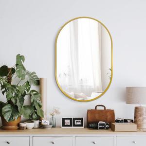 Bathroom Mirror for Wall, 30''x20'', Gold Oval Mirror for Bedroom Entryway Bathroom, Metal Framed Vanity Mirror(30''x20'',Gold)