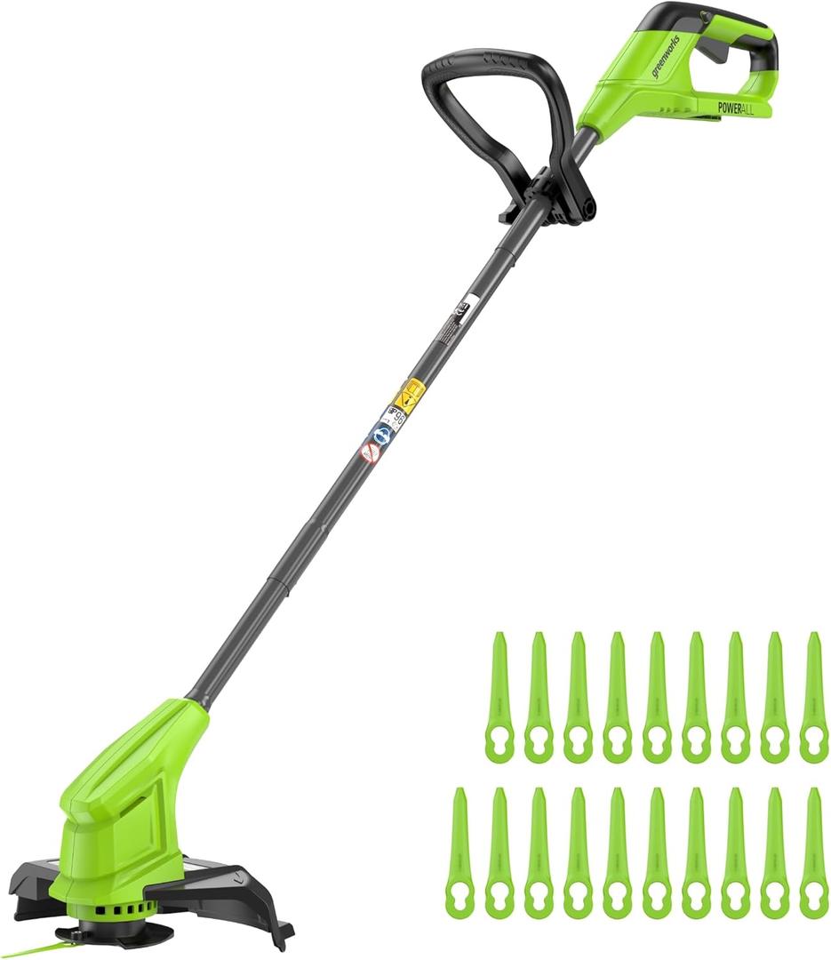 Greenworks 24V 10" Cordless String Trimmer/Weed Wacker (Includes 20 Blades), Battery and Charger Not Included