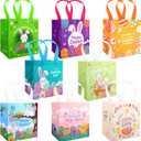 STARSIDE 8 Pack Easter Egg Hunt Bags with Handles for Kids - Reusable Non-Woven Cute Bunny Chick Carrot Tote Bags for Gift Wrapping, Easter Treats, Goodie Bags & Party Favors (7.09x5.91x7.87 Inches)