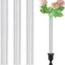 2 x 3 Pcs 7.9" Bud Vase Taper Candle Holder's Acrylic Striped Bud Vase with Silicon Rubber Case Designed Specially for Taper Candle Sizes from 22mm to 27mm for Wedding Tablescapes Decoration