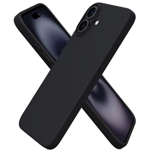 ORNARTO Compatible with iPhone 16 Plus Case 6.7, Slim Liquid Silicone 3 Layers Full Covered Soft Gel Rubber Phone Case Protective Cover 6.7 Inch, Black