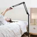 BluuSuuk Tablet Floor Stand with Double Weight Base, Overhead Bed Phone Mount Height Adjustable Arm Stretchable Stand Holder, Compatible with iPad Mini Air Pro, Galaxy Tab, Kindle, Switch, Cell Phones