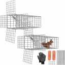 2Sets One Way Squirrel Door Excluders, 3 3 9inch Animal Excluder Cage, Humane Squirrels, Chipmunks Contactless Excluder, for Outdoor Spaces Like Attics, Chimneys - Includes Full Installation Kit