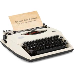 Manual Typewriter,White Traditional Portable Vintage Typewriter Deeply Restored by Craftsmen,Manual Typewriter for Writing,Letters and Vintage Collectible Present,Classic Retro Manual Typewriter