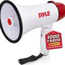 Pyle 20W Megaphone Bullhorn - 5.4'' x 8.6'' Portable Megaphone, Projection Range 1000 Sq. Yards, Voice Talking & Siren Alert, Shoulder Strap, Battery Operated, (White)