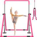DOBESTS Kids Gymnastics Bar Folding Horizontal Bar, Adjustable Height Gymnastic Horizontal Bars, GymnasticTraining Equipment for Home (Pink)