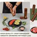 Wooden Salt and Pepper Grinder Set 8 Inch Manual Salt and Pepper Mill with Tray Adjustable Coarseness Refillable Wood Grinders with Gold Bottle Label for Kitchen Christmas Home Gift(Wood Color)