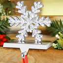 Hxezoc Snowflake Christmas Stocking Holder Silver 3D Crystal Snowflake Metal Mantel Stocking Hanger for Christmas Fireplace Mantel Decorations Christmas Holiday Supplies