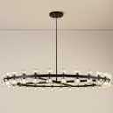 Knurldon Modern 60 inch Black Round Chandelier, Extra Large Chandeliers Crystal Chandeliers for Living Room, Large Wagon Wheel Chandelier for Foyer, Staircase, Entrance,Includes Bulb