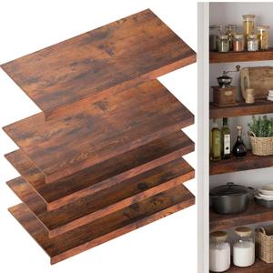 Wire Shelf Covers for Pantry, Premium Engineered Wood Shelf Covers for Wire Shelving, Wire Rack Covers for Closet, Laundry Room, Easy Assembly, Rustic Brown (5pcs, 30" W x 16" D), Patent Pending