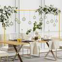 Putros Over The Table Rod Stand with Clamps Gold 13"-42'' Tall 29"-98" Length Adjustable Metal Table Arch Hanging Rod Stand for Party Wedding Anniversary Christmas Decoration