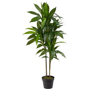 Nearly Natural 48in Artificial Dracaena with Real Touch Leaves and Multi Tonal Trunks, Large Indoor Silk Plant with Pot, Maintenance Free For Living Room And Home Office Decor