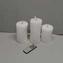 Eywamage White Real Wax Flameless Pillar Candles with Remote, Flickering Flat Top LED Battery Candles Set of 3