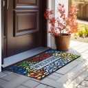 CHICHIC Colorful Welcome Mat, 18x 30 Inch Front Doormat for Home Entrance Outdoors Mat for Outside Entry Way Doormat, Heavy Duty Non Slip Rubber Back Low Profile